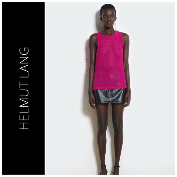 🆕{HELMUT LANG} Sheer Chiffon Asymmetric Arm Tank - Picture 2 of 6